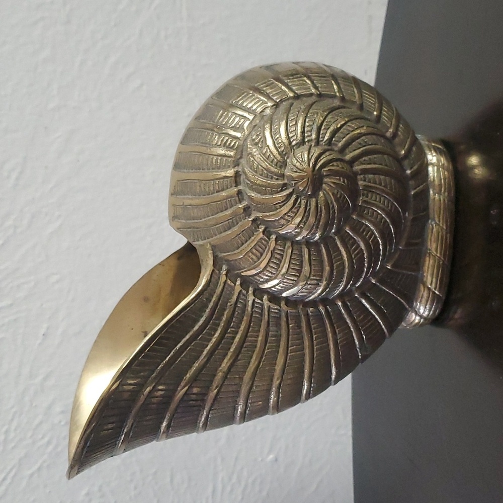 Vintage Brass Nautilus Sea Shell Planter/Vase